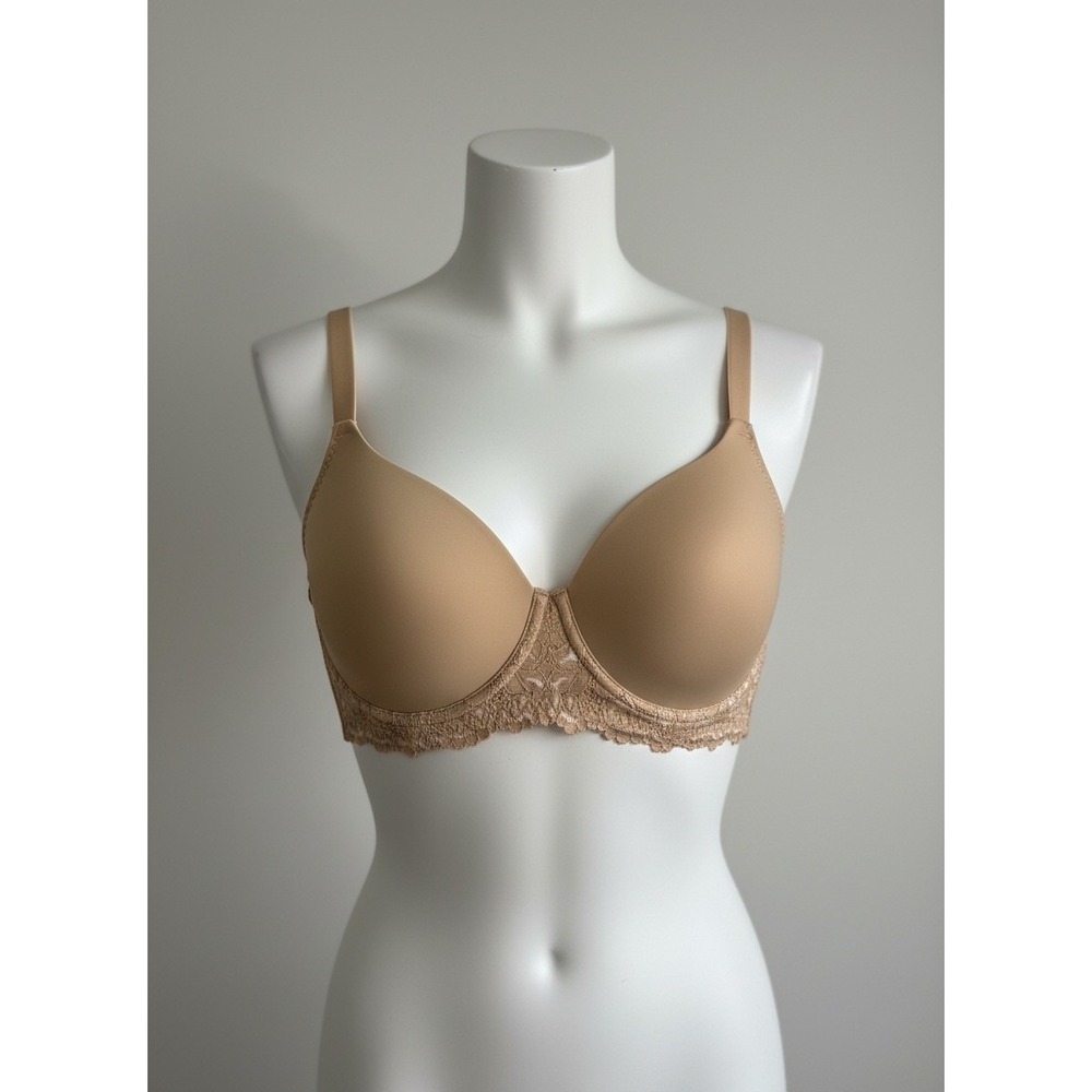 Breezies Intimately You Warm Beige‎ Lace Trim T-Shirt Bra A307831 Womens 1X NEW